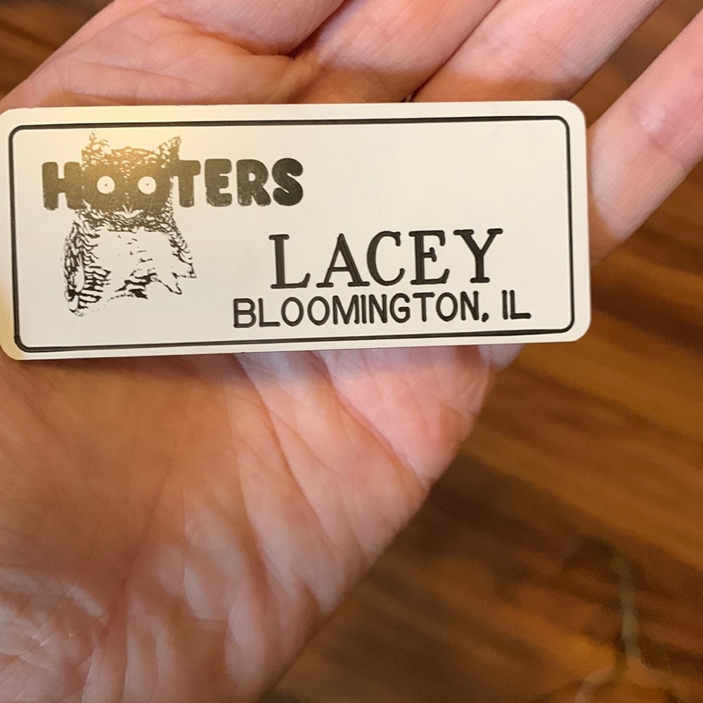 Hooters name tag pin Lacey. Halloween costume